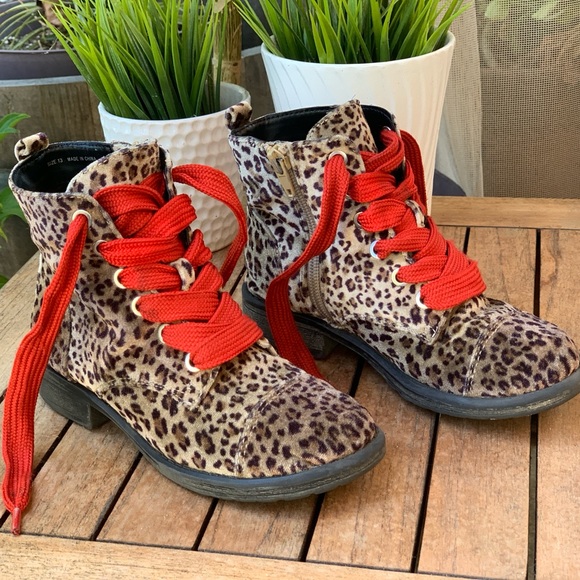 Velvet Leopard print combat boots - 13 - Picture 5 of 6